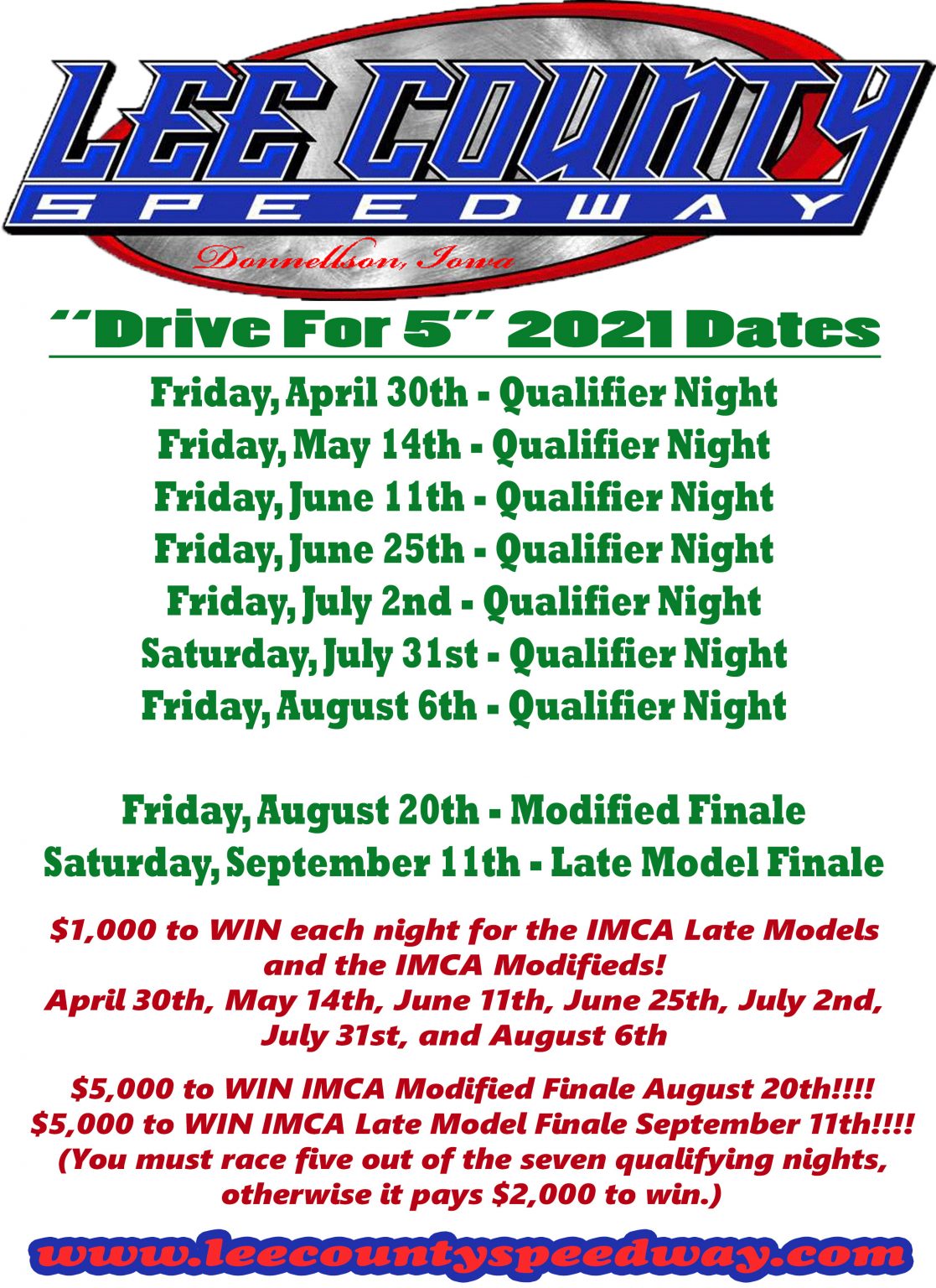 Schedule | Lee County Speedway